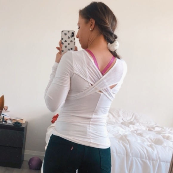 Lole Tops - Cross Back Lole white Long Sleeve Tee